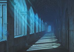  abandoned arcade_(architecture) arch arched_window architecture blue_archive cathedral church column cool_colored european_architecture game_cg gothic_architecture hallway indoors ivy light_rays moonlight night no_humans non-web_source official_art perspective pillar plant ruins scenery self-datamine shadow stone_floor stone_wall vaulted_ceiling window window_shadow 