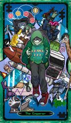  absurdres banana black_hair black_pants bread bug coat evil_neuro-sama fish food fruit full_body gavel giraffe green_coat green_eyes green_hoodie hair_between_eyes heart highres hood hoodie indie_virtual_youtuber jigsaw_puzzle lava_lamp meme minecraft minecraft_pickaxe momose_hiyori mosquito neuro-sama non-humanoid_robot original pants pickaxe pizza pizza_box plasma_globe pokemon puzzle red_shoes robot robot_animal robot_dog shoes socks space_shuttle spacecraft stock_market striped_clothes striped_socks tarot the_emperor_(tarot) tungsten_cube turtle vedal987 vedal_ai wig windsketchy 