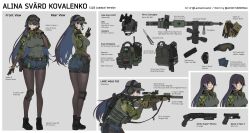  1girl aiming alina_svard_kovalenko_(laotianaviator) ammunition ammunition_pouch ar-15 assault_rifle balisong baseball_cap belt black_boots black_hair blue_eyes bodystocking boots brown_eyes buckle bulletproof_vest camouflage camouflage_shirt combat_boots combat_helmet commentary commission commissioner_name condom ear_protection english_commentary fast_helmet flashlight glock glove_tan goggles goggles_on_headwear grey_hat gun gun_on_back gun_sling handgun harness hat helmet heterochromia highres holding holding_gun holding_weapon holster knee_pads knife laser_sight long_hair lwrc_m6 magazine_(weapon) maxturbo69 military military_combat_uniform military_uniform multicolored_hair night_vision_device oakley_gloves optical_sight original patch pouch pump_action rifle serbu_super-shorty shirt shorts shotgun_shell sight_magnifier single_knee_pad sleeves_rolled_up snap-fit_buckle solo strap streaked_hair suppressor swedish_flag tactical_clothes tactical_gloves thigh_holster thigh_strap thighband_bodystocking twitter_username variant_set walkie-talkie watch watch weapon weapon_on_back white_background 