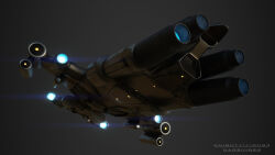  3d amarr_empire_(eve_online) artist_name autodesk_3ds_max_(medium) battlecruiser_(eve_online) combat_ship_(eve_online) commentary english_commentary eve_online glowing grey_background grey_theme harbinger_(eve_online) highres knightvision3d military_vehicle no_humans realistic science_fiction spacecraft support_ship_(eve_online) thrusters vehicle_focus viziam_(eve_online) 