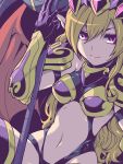  1girl blonde_hair demon_wings gloves highres ishiyumi lilith_(p&amp;d) navel pointy_ears puzzle_&amp;_dragons red_eyes wings 