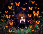  butterfly crown dress flower garden grin orange_hair plant sakigakeru smile solo umineko_no_naku_koro_ni ushiromiya_maria violet_eyes 
