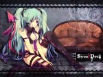  :q bad_id boots demon_tail green_hair hatsune_miku high_heels highres kokonoe_miya long_hair midriff necktie red_eyes shoes sitting solo sweet_devil_(vocaloid) tail thigh-highs thigh_boots thighhighs tongue twintails vocaloid 