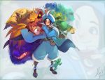  blue_mage bomb(monster) bomb_(final_fantasy) brown_hair endling_(artist) eyeball final_fantasy final_fantasy_tactics_a2 final_fantasy_tactics_advance flan(monster) flan_(final_fantasy) floating_eye garuda gloves hat highres sabotender shaun_healey signature tonberry zoom_layer 