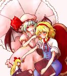  alice_margatroid bad_id bat_wings blonde_hair book chair doll hairband hourai hourai_doll multiple_girls parasol remilia_scarlet short_hair sitting touching touhou umbrella vampire wings yoshida_chorogi yotei_ha_mitei_(artist) 