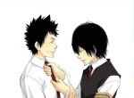    8018 black_hair hibari katekyo_hitman_reborn khr male school_uniform smile necktie uniform yamamoto_takeshi yaoi   