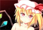  bespectacled blonde_hair flandre_scarlet glasses hat head_tilt red_eyes rioshi topless touhou wings 