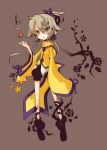  bad_id branch earrings flower grey_hair jewelry leaf long_sleeves original pixiv pixiv_fantasia shorts simple_background solo 