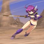  armor bikini_armor boots fingerless_gloves gauntlets gloves knee_boots legs original purple_eyes purple_hair rohitsuka short_hair shoulder_pads solo sword violet_eyes weapon 