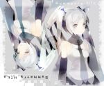  bad_id bare_shoulders detached_sleeves grey_eyes hatsune_miku long_hair necktie rotational_symmetry sayappa silver_hair solo symmetry twintails vocaloid 