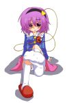  feet foreshortening gin_(shioyude) gin_946 hairband heart komeiji_satori pov_feet purple_eyes purple_hair short_hair single_shoe slippers solo touhou violet_eyes 