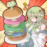  frog hamburger kochiya_sanae monomi musical_note touhou wink 