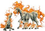  evil fiery_hair fire horse lowres no_humans pokemon ponyta rapidash tusika unko_sarada_tokisada 