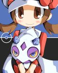  cabbie_hat caraduki carazuki froslass hat hat_ribbon hug hug_from_behind kotone_(pokemon) nintendo pokemon pokemon_(game) pokemon_gsc red_ribbon ribbon 