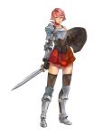  original pink_hair salamander_(artist) shield shin_guards short_hair skirt solo sword thigh-highs thighhighs weapon 