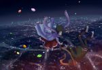  black_hair candy city cityscape couple falling jacket katagiri lights night scarf sky tokyo_marble_chocolate 