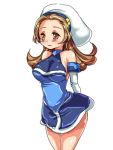  438 arms_behind arms_behind_back bare_shoulders beret blush breasts brown_eyes brown_hair detached_sleeves female gensou_suikoden gensou_suikoden_ii hat long_hair millie_(suikoden) skirt smile solo suikoden suikoden_ii 