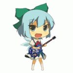  animated_gif cirno gif guitar instrument lowres ribbon touhou tsuyuki 