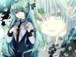  green_eyes green_hair hand_on_chest hands_on_own_chest hatsune_miku long_hair mariwai_(marireroy) necktie vocaloid 