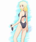  blonde_hair blue_eyes competition_swimsuit looking_back one-piece_swimsuit original short_hair solo swim_cap swimsuit yuto_(bluesky5656) 