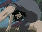  1boy ass black_eyes black_hair black_shirt foot_out_of_frame kneeling leg legs male naruto short_sleeves solo uchiha_sasuke 
