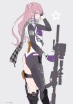  1girl absurdres bangs blue_eyes cowboy_shot dress eyebrows_visible_through_hair girls_frontline gradient gradient_background grey_background h_mishima hair_between_eyes highres long_hair one_side_up open_mouth pink_hair sidelocks sketch sleeveless sleeveless_dress solo spaghetti_strap st_ar-15_(girls_frontline) white_dress 