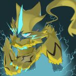  blurry claws commentary_request electricity green_eyes highres looking_at_viewer mian_(3zandora) motion_blur pokemon pokemon_(creature) solo toes yellow_fur zeraora 