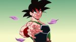  1boy bardock battle_damage black_eyes black_hair blood blood_on_face dragon_ball dragon_ball_z headband looking_at_viewer male_focus open_mouth reaching_out red_headband rom_(20) saiyan_armor scar scar_on_cheek scar_on_face solo torn_clothes upper_body 