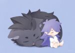  1boy closed_mouth fengxi_(the_legend_of_luoxiaohei) hair_over_one_eye long_hair mms_0108 multiple_forms pointy_ears purple_background shirt short_sleeves simple_background sleeping the_legend_of_luo_xiaohei very_long_hair white_shirt 