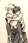  1boy 1girl black_hair carrying carrying_person female male mao_(mao) mao_(takahashi_rumiko) nanoka_kiba 