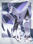  1boy alo_(m-o-k-e-k-e) black_hair broken_glass diamond_wa_kudakenai formal glass highres jojo_no_kimyou_na_bouken kawajiri_kosaku kira_yoshikage male_focus necktie solo suit upside-down 