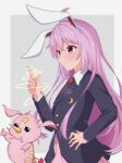  1girl 1other animal_ears bangs eyebrows_visible_through_hair hair_between_eyes highres jacket long_hair long_sleeves rabbit_ears reisen_udongein_inaba standing tasuku_(tusktouhou4) touhou 