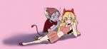  1boy 1girl blonde_hair blue_eyes female horns male red_eyes redhead star_butterfly star_vs_the_forces_of_evil tom_lucitor 
