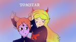  1boy 1girl blonde_hair female horns male red_eyes redhead star_butterfly star_vs_the_forces_of_evil tom_lucitor 