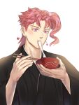  1boy bowl chopsticks eating japanese_clothes jojo_no_kimyou_na_bouken kakyoin_noriaki kankito kimono male_focus mochi new_year oppai_mochi pink_hair redhead solo stardust_crusaders 