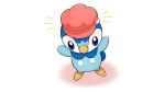  blue_eyes commentary_request hatted_pokemon no_humans notice_lines official_art outstretched_arms pink_headwear piplup pokemon pokemon_(creature) project_pochama solo standing toes white_background 