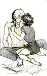 1boy 1girl black_hair female kiss male mao_(mao) mao_(takahashi_rumiko) nanoka_kiba 