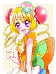 1girl blonde_hair chidjimi commentary cure_yum-yum delicious_party_precure drill_hair eyelashes hair_ornament hanamichi_ran highres looking_at_viewer magical_girl pink_eyes precure simple_background sketch solo twintails 