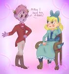 1boy 1girl blonde_hair blue_eyes female male red_eyes redhead star_butterfly star_vs_the_forces_of_evil tom_lucitor 