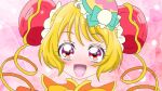  1girl anothe_man blonde_hair commentary cure_yum-yum delicious_party_precure drill_hair eyelashes hair_ornament hanamichi_ran highres looking_at_viewer magical_girl pink_eyes precure simple_background sketch solo twintails 
