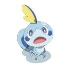  blue_eyes bright_pupils commentary_request full_body highres looking_up no_humans nume_0859 open_mouth pokemon pokemon_(creature) sobble solo tongue white_background white_pupils 