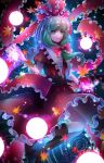  boots bow corset danmaku frills glint glowing green_eyes green_hair hair_bow kagiyama_hina leaf long_hair puffy_short_sleeves puffy_sleeves short_sleeves tied_hair touhou water water_drop zukapin 