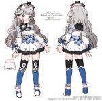  2017 artstation_username blue_eyes blush character_request character_sheet commentary_request dragon_nest grey_hair korean_commentary korean_text long_hair siho_white standing translation_request underwear web_address 