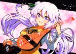  1girl biwa_lute highres instrument light_purple_hair lute_(instrument) music musical_note open_mouth playing_instrument qqqrinkappp solo staff_(music) touhou traditional_media tsukumo_benben violet_eyes 