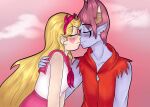  1boy 1girl blonde_hair female horns kiss male redhead star_butterfly star_vs_the_forces_of_evil tom_lucitor 