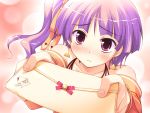  blush game_cg ko~cha purple_hair ribbons ritos_tortilla short_hair shukufuku_no_campanella violet_eyes 
