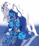  belarus_(hetalia) blue blue_rose c_(dtmd) flower long_hair looking_back reflection rose water 