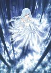  dress forest ice light_hair red_eyes trees 