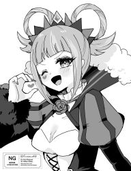  1girl artist_name blunt_bangs cross-laced_clothes cross-laced_dress dress facial_mark fingernails fire_emblem fire_emblem_engage folded_twintails fur_wrist_cuffs hair_flaps hair_rings heart heart_facial_mark hortensia_(fire_emblem) long_fingernails looking_at_viewer multicolored_hair nail_polish open_mouth sidelocks smile striped_clothes striped_dress two-tone_hair vertical-striped_clothes vertical-striped_dress wrist_cuffs yukia_(firstaid0) 