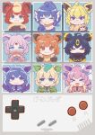  &gt;_&lt; 6+girls :3 ahoge animal_ear_fluff arms_behind_head bangs black_hair black_scarf blonde_hair blue_eyes blue_hair brown_eyes brown_hair closed_eyes closed_mouth commentary_request cookie_(touhou) crossed_arms eevee espeon eyebrows_visible_through_hair flareon forehead_jewel game_boy game_boy_(original) glaceon green_eyes half-closed_eyes handheld_game_console hands_on_own_cheeks hands_on_own_face head_fins highres interlocked_fingers jolteon leafeon long_sleeves looking_at_viewer multicolored_hair multiple_girls nyon_(cookie) open_mouth outstretched_hand own_hands_together pink_hair pink_scarf pokemon reaching_out redhead scarf short_hair smile sylveon translation_request tsuzuchii two-tone_hair umbreon upper_body v-shaped_eyebrows vaporeon yellow_eyes 